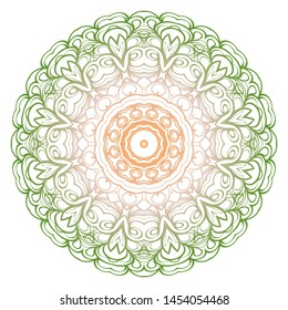 Simple Round Floral Mandala, Ethno Motive. Bright Ornament Consists Of Simple Shapes. Vector Illustration.. For Home Decor, Coloring Book, Card, Invitation, Tattoo. Anti-Stress Therapy Pattern