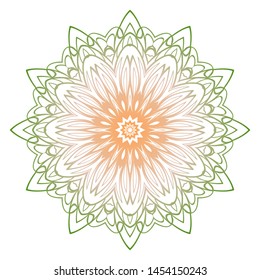Simple Round Floral Mandala, Ethno Motive. Bright Ornament Consists Of Simple Shapes. Vector Illustration.. For Home Decor, Coloring Book, Card, Invitation, Tattoo. Anti-Stress Therapy Pattern
