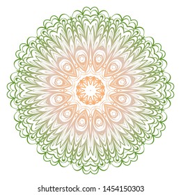 Simple Round Floral Mandala, Ethno Motive. Bright Ornament Consists Of Simple Shapes. Vector Illustration.. For Home Decor, Coloring Book, Card, Invitation, Tattoo. Anti-Stress Therapy Pattern