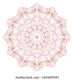 Simple Round Floral Mandala, Ethno Motive. Bright Ornament Consists Of Simple Shapes. Vector Illustration.. For Home Decor, Coloring Book, Card, Invitation, Tattoo. Anti-Stress Therapy Pattern