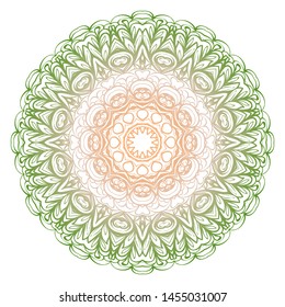 Simple Round Floral Mandala, Ethno Motive. Bright Ornament Consists Of Simple Shapes. Vector Illustration.. For Home Decor, Coloring Book, Card, Invitation, Tattoo. Anti-Stress Therapy Pattern