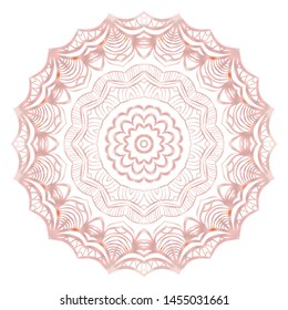 Simple Round Floral Mandala, Ethno Motive. Bright Ornament Consists Of Simple Shapes. Vector Illustration.. For Home Decor, Coloring Book, Card, Invitation, Tattoo. Anti-Stress Therapy Pattern