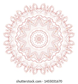 Simple Round Floral Mandala, Ethno Motive. Bright Ornament Consists Of Simple Shapes. Vector Illustration.. For Home Decor, Coloring Book, Card, Invitation, Tattoo. Anti-Stress Therapy Pattern