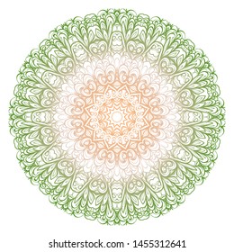 Simple Round Floral Mandala, Ethno Motive. Bright Ornament Consists Of Simple Shapes. Vector Illustration.. For Home Decor, Coloring Book, Card, Invitation, Tattoo. Anti-Stress Therapy Pattern
