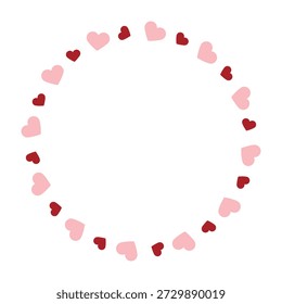 Quadro redondo simples com corações vermelhos e rosa, Quadro romântico, Dia dos namorados, casamento, conceito de amor, vetor