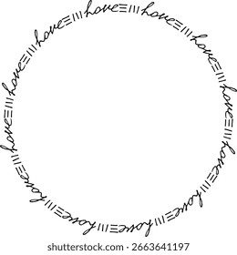 Marco redondo simple con el amor del texto en el fondo blanco. Imagen de Vector.