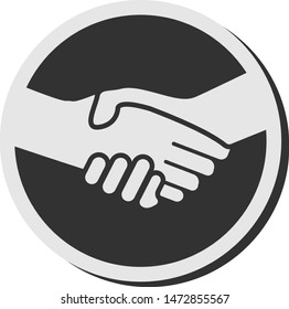 simple round handshake icon or badge vector illustration
