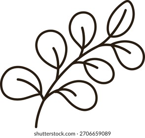 Icono de línea negra de dibujo de hoja redonda simple