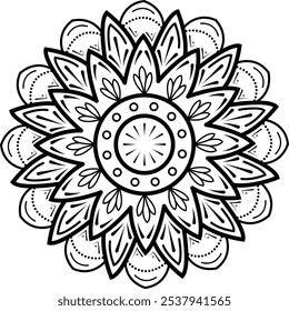 Simple round mandalas pattern for coloring book interior