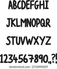  Einfache runde Marker Typografie Schriftart Beschriftung ABC Cartoon Vektor Text