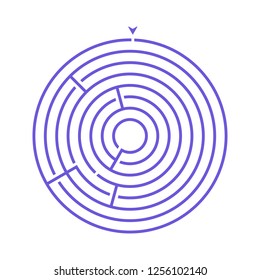 Simple round maze labyrinth game for kids. One of the puzzles from the set of child riddles.