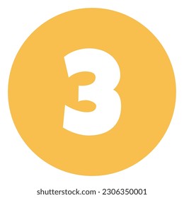 simple round number icon for 3