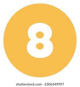 simple round number icon for 8