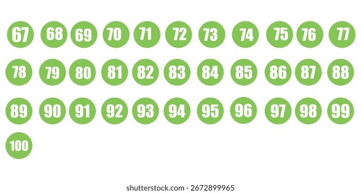 Conjunto de símbolos de números redondos simples. Icono de números sobre fondo blanco. Icono de conjunto de números 01 a 100 con círculo.
