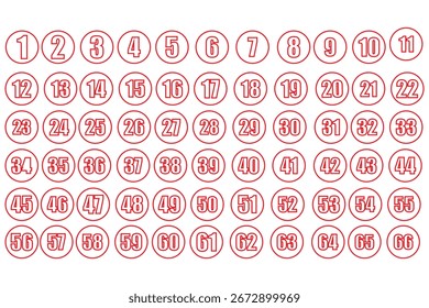 Conjunto de símbolos de números redondos simples. Icono de números sobre fondo blanco. Icono de conjunto de números 01 a 100 con círculo.