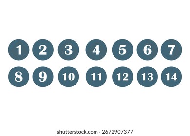 Simple round numbers symbol set. Numbers icon set on white background. 01 to 10 number set icon with circle.