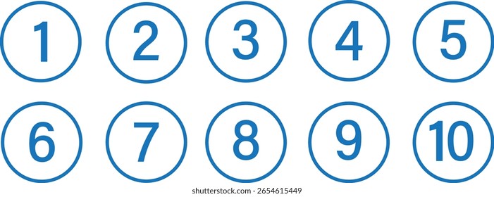 Conjunto de vetores de números redondos simples. Ícones de seta triangular, ícones de número cinza, número em círculo ilustração de vetor redonda,
