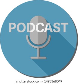 simple round podcast icon or symbol with recording microphone vector illustration