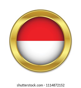 Simple round Poland golden badge icon with Polish country flag. Modern flat seal design for infographic interface element app ui ux web, vector eps10 isolated on white background