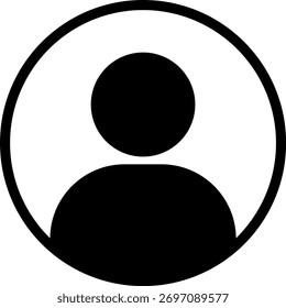 Icono de avatar de perfil redondo simple que representa la identidad del usuario, la imagen de Cuenta o el perfil personal en un diseño plano mínimo