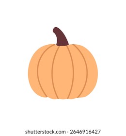 Simple round pumpkin in soft peach tone with small stem, perfect for thanksgiving designs and vegetable-themed packaging