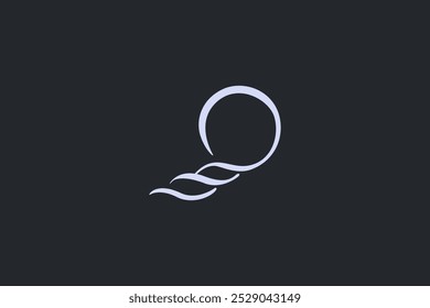 Simple round Q alphabet logo on white black background.
