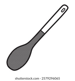 simple round spatula vector black and white