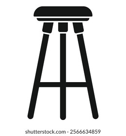 Simple round stool standing on four legs, icon in simple style isolated on white background