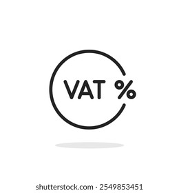 simple round vat icon like tax refund value. linear simple style trend modern finance logotype graphic art design element isolated on white. concept of e-commerce badge or vat added to invoice