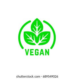 simple round vegan product green logo. flat trend modern logotype graphic design element isolated on white. concept of print for organic store or online shop and ecological nourishment for people