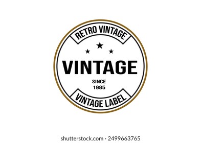 Simple Round Vintage Retro Stamp Label Logo Design, Vintage frame logo. Antique label.