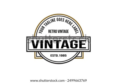 Simple Round Vintage Retro Stamp Label Logo Design, Vintage frame logo. Antique label.