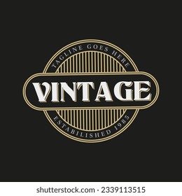 Simple Round Vintage Retro Steam punk Badge Emblem Label Stamp Logo Design Vector, Vintage frame logo. Antique labels.