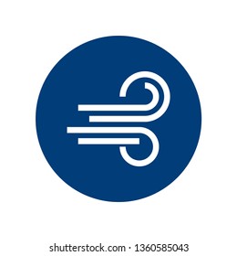 Simple round weather icon in line style. Vector climate pictogram of a wind.