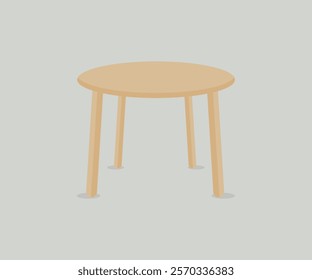 A simple round wooden table with four legs vector illustration