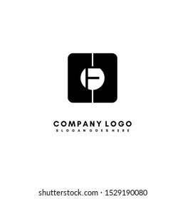 simple rounded black square with F logo letter in the middle isolated on white background design concept