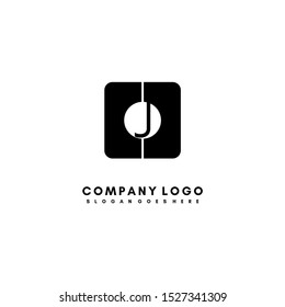 simple rounded black square with J logo letter in the middle isolated on white background design concept