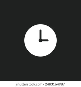Simple rounded clock icon on black background.