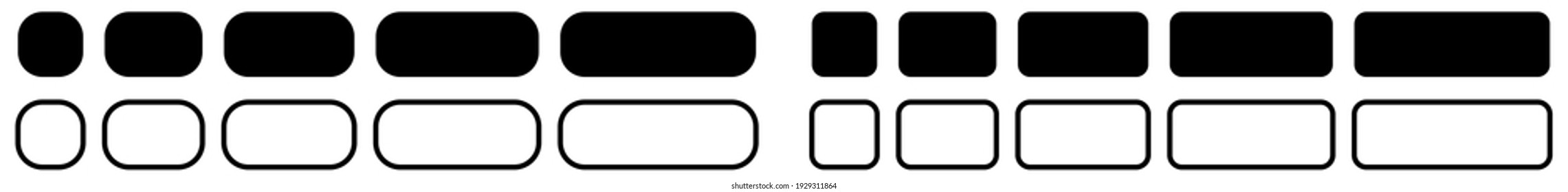 Simple Rounded Corners Rectangles Icons Set - Can Be Used As Buttons