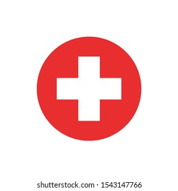 Simple rounded medical cross icon design vector