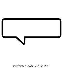 A simple rounded rectangle speech bubble vector material. Usable with black outline, white background, and transparent design.