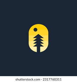 Logotipo de paisaje simple redondeado, ilustración vectorial plana