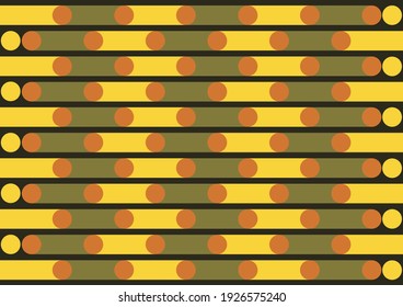 A simple rounded shape pattern with golden color pallets. A simple pattern with dynamic long shapes.