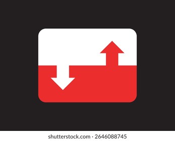 Simple Rounded Square Arrow Up Down Direction Sign Icon Graphic