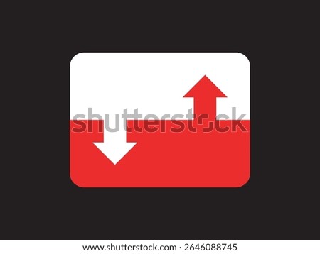 Simple Rounded Square Arrow Up Down Direction Sign Icon Graphic
