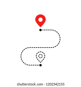 simple route like we have moved. flat stroke trend outline logotype graphic art design illustration element isolated on white. concept of interest land mark like ecommerce delivery or transfer