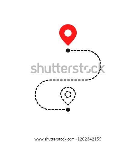 simple route like we have moved. flat stroke trend outline logotype graphic art design illustration element isolated on white. concept of interest land mark like ecommerce delivery or transfer