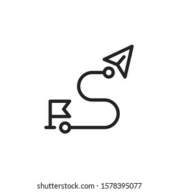Simple route line icon. Stroke pictogram. Vector illustration isolated on a white background. Premium quality symbol. Vector sign for mobile app and web sites.