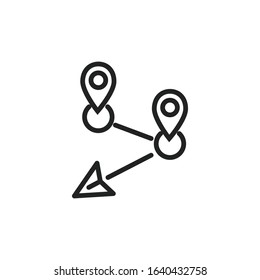 Simple route line icon. Stroke pictogram. Vector illustration isolated on a white background. Premium quality symbol. Vector sign for mobile app and web sites.