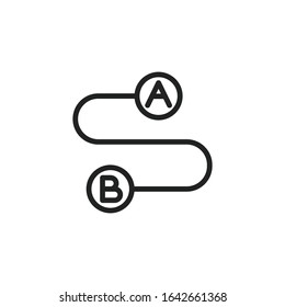 Simple route line icon. Stroke pictogram. Vector illustration isolated on a white background. Premium quality symbol. Vector sign for mobile app and web sites.